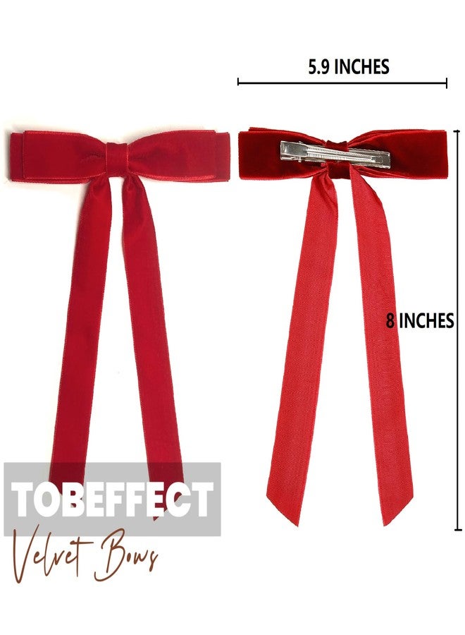 Tobeffect Velvet Hair Bows for Women Girls Christmas Hair Bows Velvet Bows for Hair Women Velvet Ribbon Bows Velvet Hair Accessories Christmas Gifts - Image 3