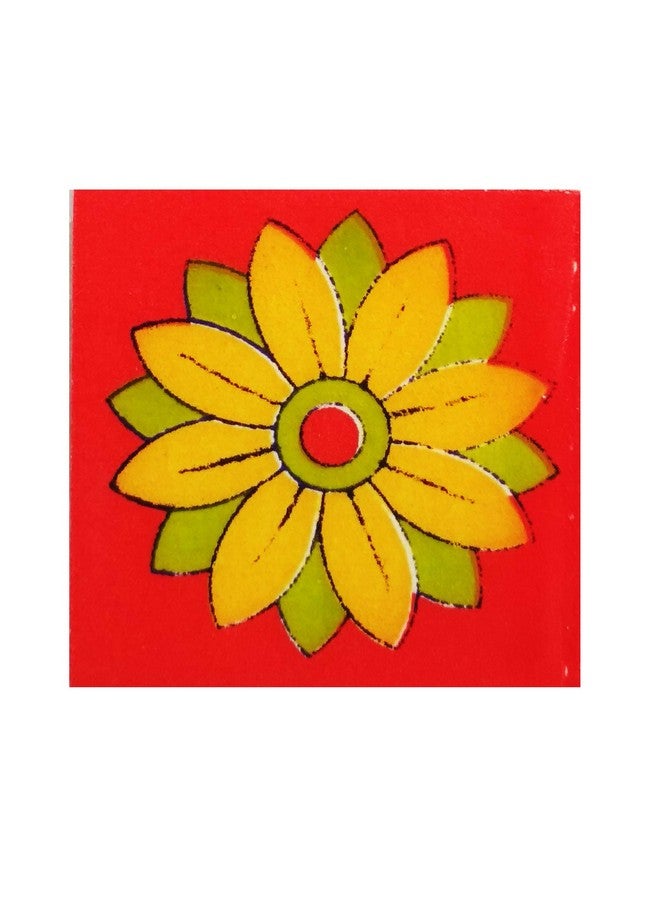 Shiv Kripa Blue Pottery Shiv Kripa Blue Art Pottery Interior Exterior Crafted Tabletop Flooring Wall Festive Decorative 2 x 2 inch Tiles Pack of 20 Tiles (Green, Red & Multi) - Image 5