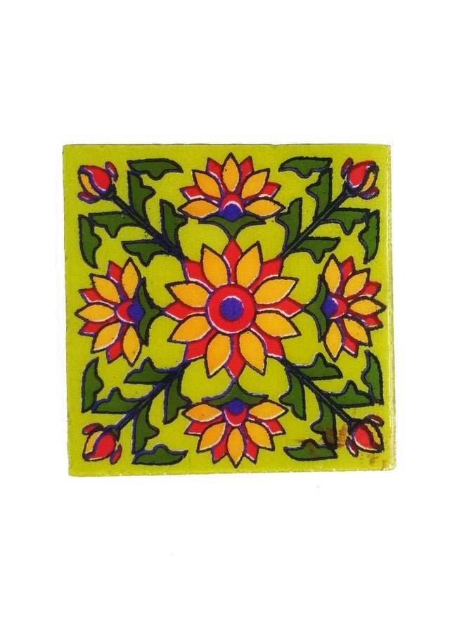 Shiv Kripa Blue Pottery Shiv Kripa Blue Art Pottery Interior Exterior Crafted Tabletop Flooring Wall Festive Decorative 2 x 2 inch Tiles Pack of 20 Tiles (Green, Red & Multi) - Image 4