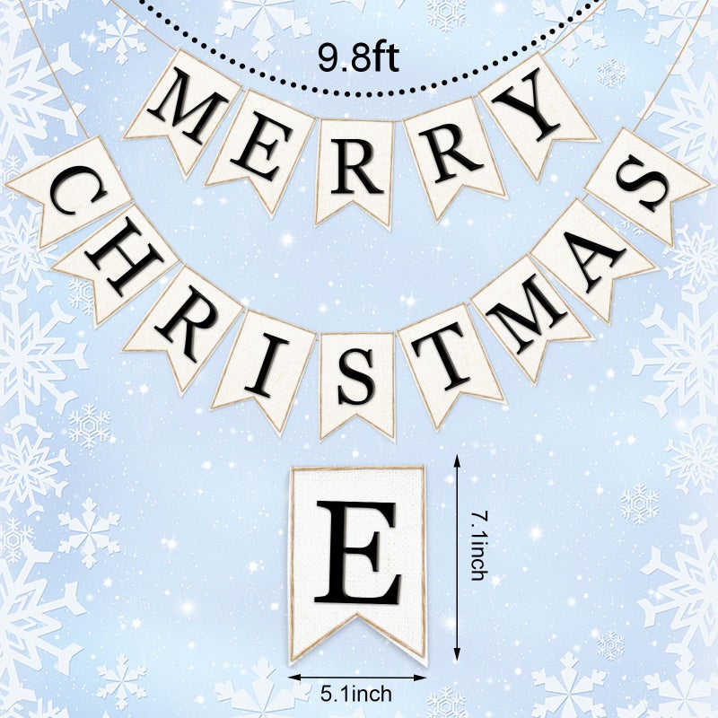 Whaline لاين 2 قطع لافتة عيد الميلاد من الخيش لافتة عيد الميلاد مصنوعة من الفelt لافتة عيد الميلاد مسبقة التجميع للزينة المنزلية وحفلات التعليق - Image 2