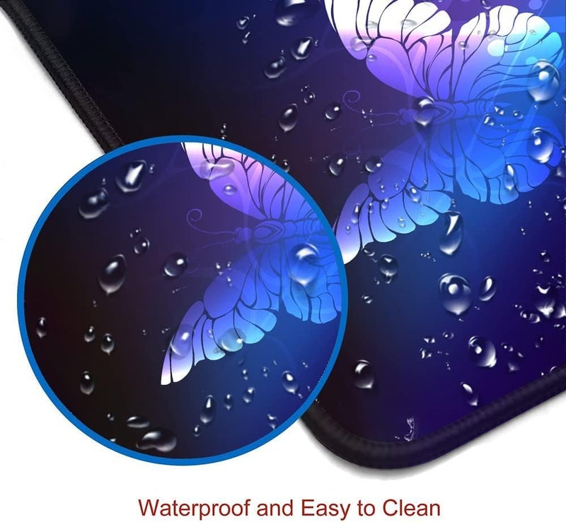 KRESHU Glowing Night Butterflies Gaming Mouse Pad | Large Extended Waterproof Mouse mat Stitched Edge Mouse Pad for Gamers Non-Slip Base Rubber Mousepad for Work Game Office Home (30 * 80CM,1-Pcs) - Image 3