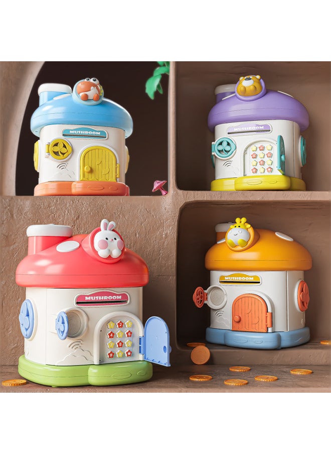 Generic - Mushroom House Piggy Bank Can Store Desirable Paper Money Coins Automatic Roll Money Fingerprint Sealed Lock Piggy Bank Year Gift-Color:Little Rabbit [with 2 Keys Sealed Gift Box] - Image 1