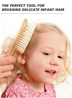 Generic Baby Hair Bush and Comb Set -Nature Lotus Wood with Soft Goat Bristle and Pear Wood Comb for Newborns & Toddlers, Ideal for Cradle Cap  - Image 5