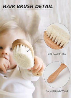Generic Baby Hair Bush and Comb Set -Nature Lotus Wood with Soft Goat Bristle and Pear Wood Comb for Newborns & Toddlers, Ideal for Cradle Cap  - Image 3