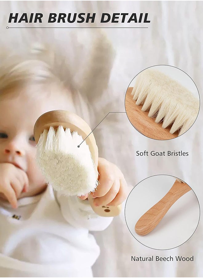 Generic Baby Hair Bush and Comb Set -Nature Lotus Wood with Soft Goat Bristle and Pear Wood Comb for Newborns & Toddlers, Ideal for Cradle Cap  - Image 3