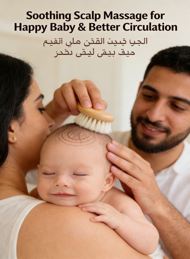 Newborn Baby Hair Brush & Comb Set - Wooden Brush with Soft Wool Bristles, Cradle Cap Brush for Boys, Girls & Toddlers - Image 3