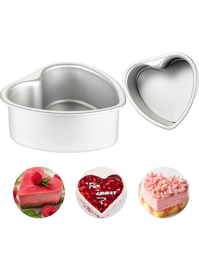Aluminum Heart Shaped Cake Set, Heart Shaped Cake Pans for Home Baking, 4 Inch and 6 Inch Set of 2, Aluminum Cake Pans with a Removable Bottom, DIY Baking Mold Tool