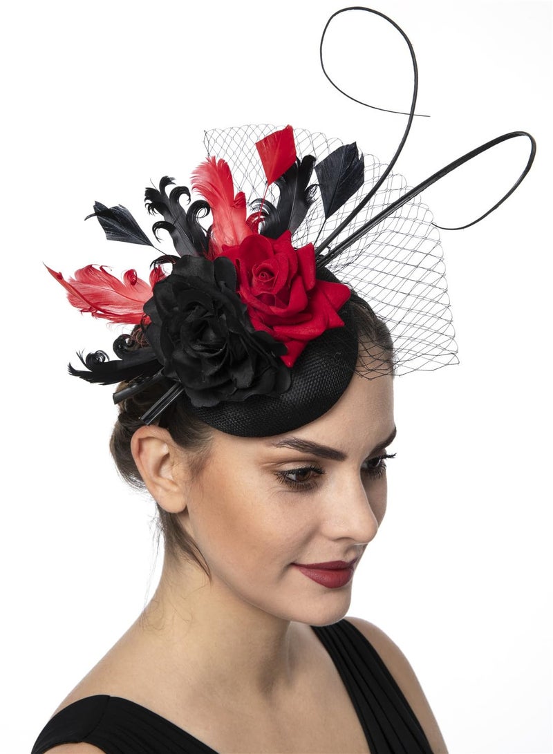 SAFERIN Fascinators Hats for Women - Vintage Tea Party Outfit Headband Church Derby Hat for Women (US, Alpha, Medium, ST24-Black) - Image 4
