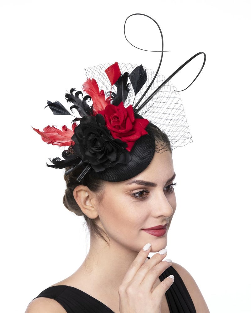 SAFERIN Fascinators Hats for Women - Vintage Tea Party Outfit Headband Church Derby Hat for Women (US, Alpha, Medium, ST24-Black) - Image 3