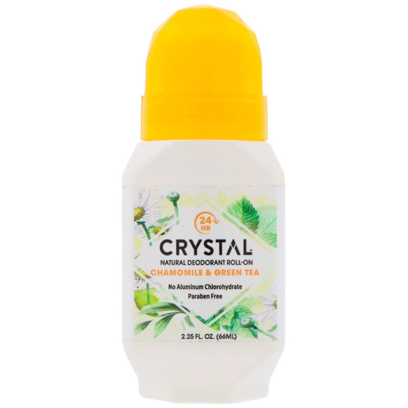 Crystal Essence Mineral Deodorant RollOn Chamomile Green Tea 225 oz Pack of 4