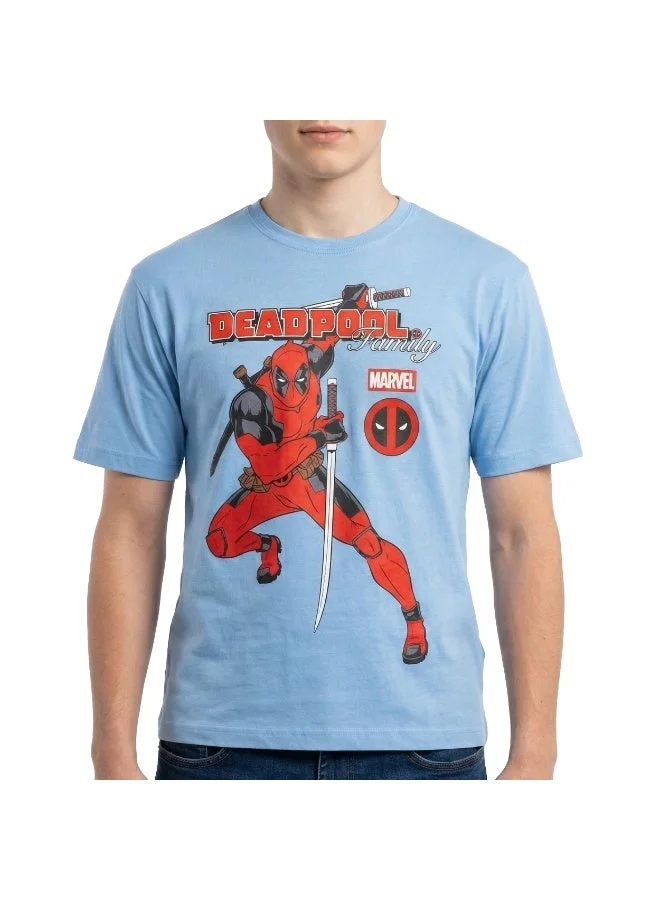 Marvel  Men’s Marvel Deadpool Graphic Printed Blue T-Shirt for Men | Best Price UAE