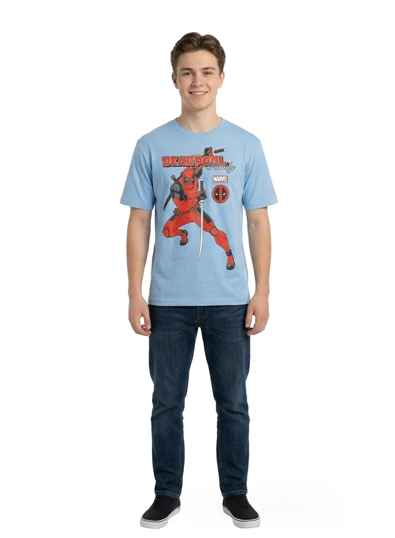 Marvel  Men’s Marvel Deadpool Graphic Printed Blue T-Shirt for Men | Best Price UAE