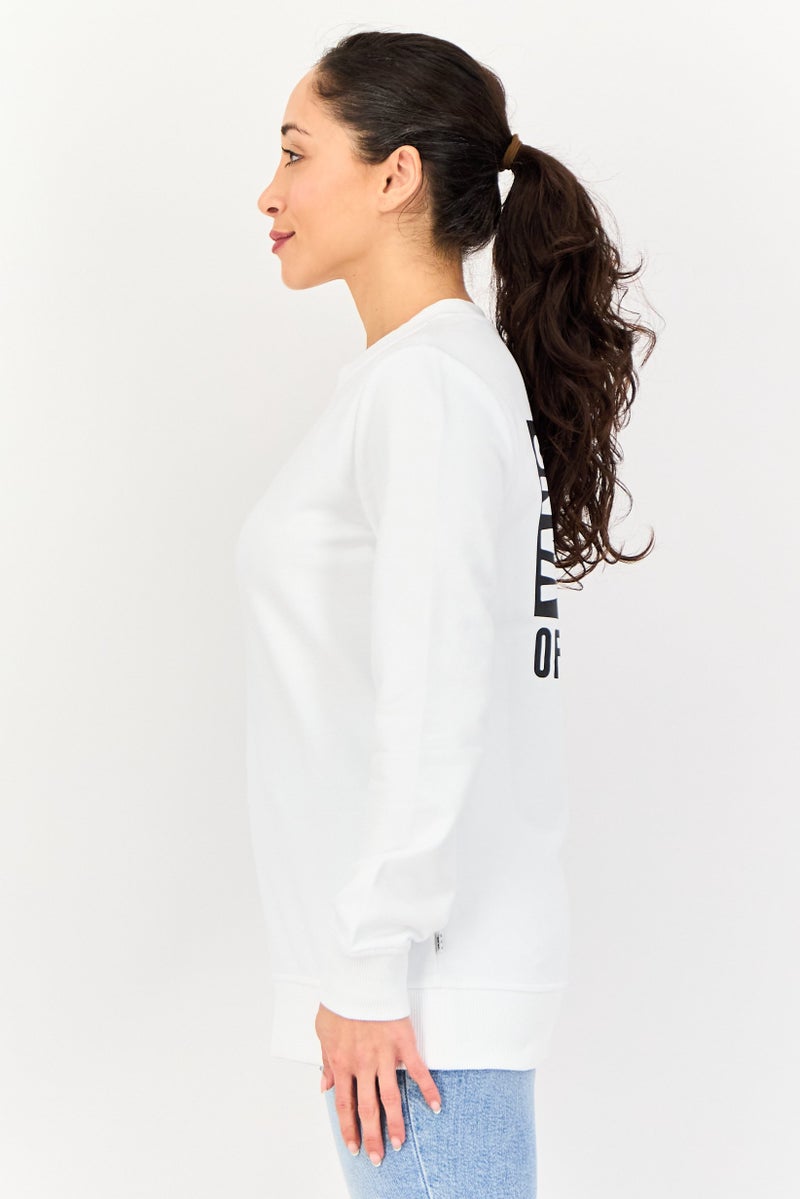 VANS سويت شيرت طويل الأكمام بشعار العلامة التجارية للنساء، أبيض - Image 4