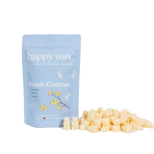 Happy Wax Fresh Cotton Scented Bear Wax Melts - Natural Strong Scented Fresh Infused w/Essential Oils - Non Toxic & Pet Safe - (8 oz Pouch) - Image 1
