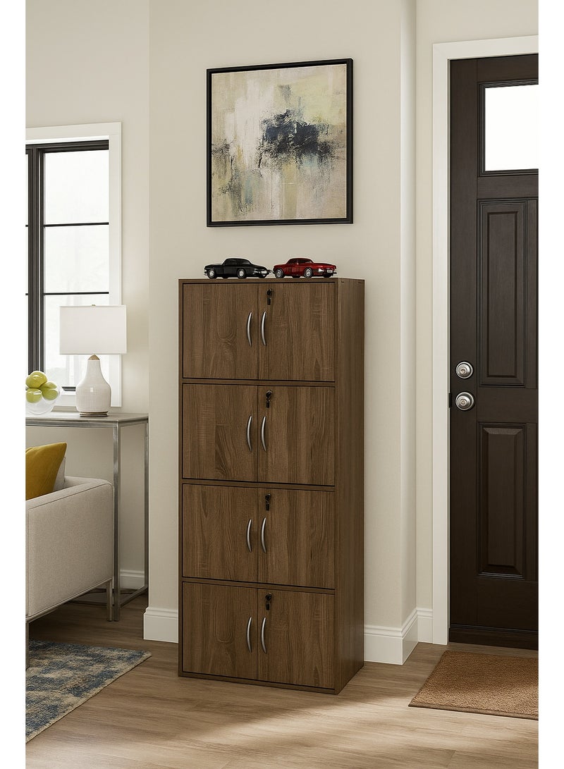 AFT Modern Wooden 8-Tier Storage Cabinet with Lockable Doors – 148.5 cm Tall Freestanding Organizer with 8 Spacious 35 cm Shelves, 40x60 cm Surface Area, 15 mm Thick Panels – Durable Multipurpose Cupboard for Home, Office, or Bedroom Use – Sonoma oak (Arfan) - Image 1