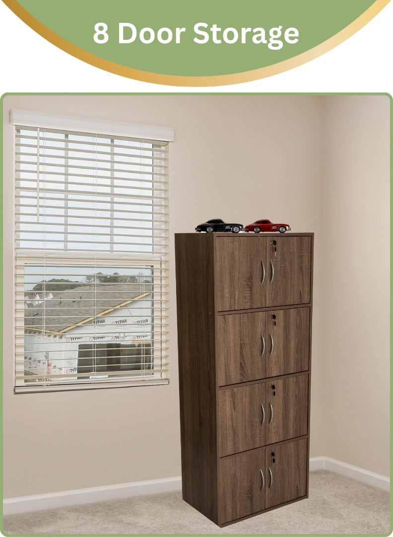 AFT Modern Wooden 8-Tier Storage Cabinet with Lockable Doors – 148.5 cm Tall Freestanding Organizer with 8 Spacious 35 cm Shelves, 40x60 cm Surface Area, 15 mm Thick Panels – Durable Multipurpose Cupboard for Home, Office, or Bedroom Use – Sonoma oak (Arfan) - Image 4