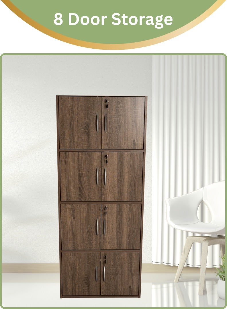 AFT Modern Wooden 8-Tier Storage Cabinet with Lockable Doors – 148.5 cm Tall Freestanding Organizer with 8 Spacious 35 cm Shelves, 40x60 cm Surface Area, 15 mm Thick Panels – Durable Multipurpose Cupboard for Home, Office, or Bedroom Use – Sonoma oak (Arfan) - Image 3
