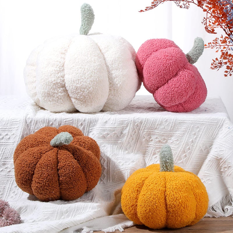 Kajaia 4 Pcs Simulated Pumpkin Fluffy Pillow Plush Pillow 3D Pumpkin Shaped Pillow Shaped Fall Decorations Soft Cute Throw Pillows for Thanksgiving Halloween  11 Inches  7 Inches (White  Yellow  Red  Brown) - Image 5