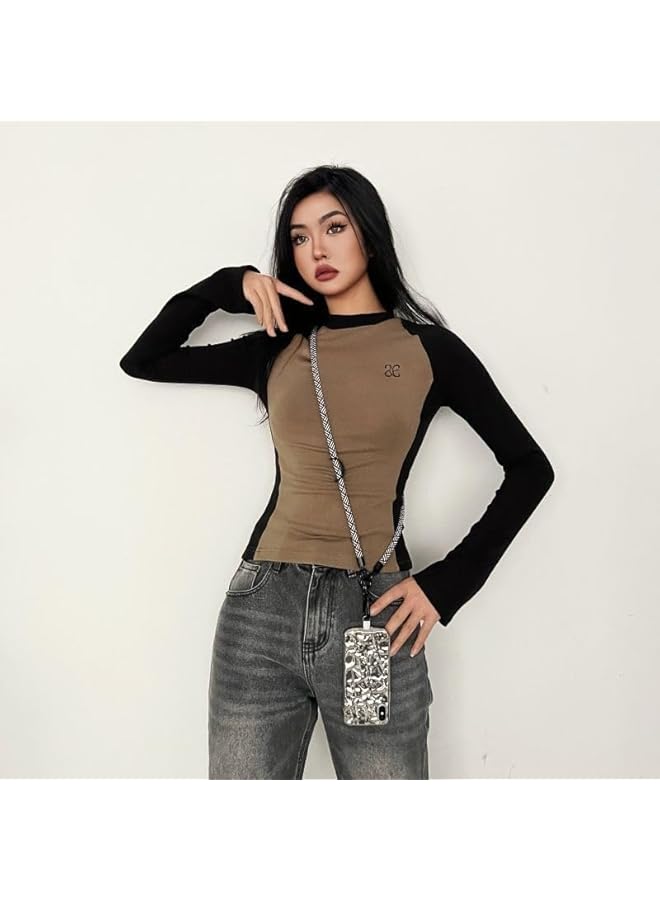 Green Tiger 120CM Cell Phone Lanyard, Adjustable Crossbody Cell Phone Strap with Additional Hook for Airpods cover, Keychain, Wallet- Black/White, 10MM Thick - Image 5