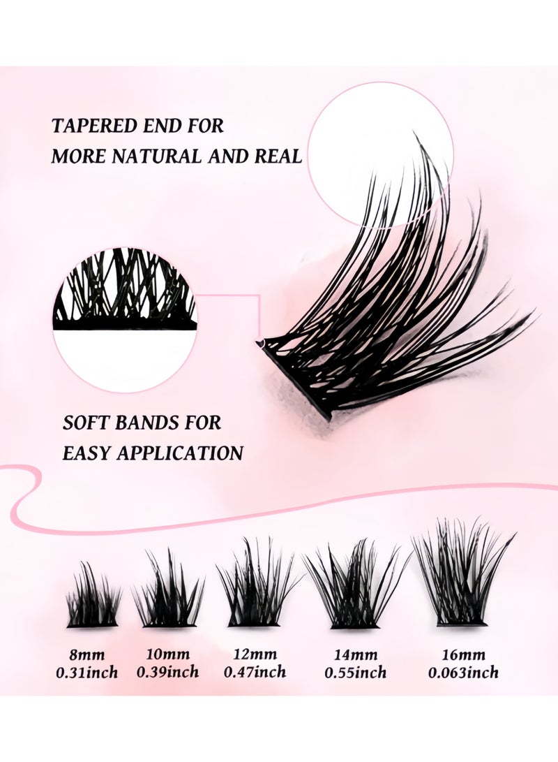 خاجول عبوة من 120 رموش صناعية منفوشة، وصلات رموش اصطناعية لمظهر طبيعي، قابلة لإعادة الاستخدام مع لاصق لاصق (أسود) - Image 2