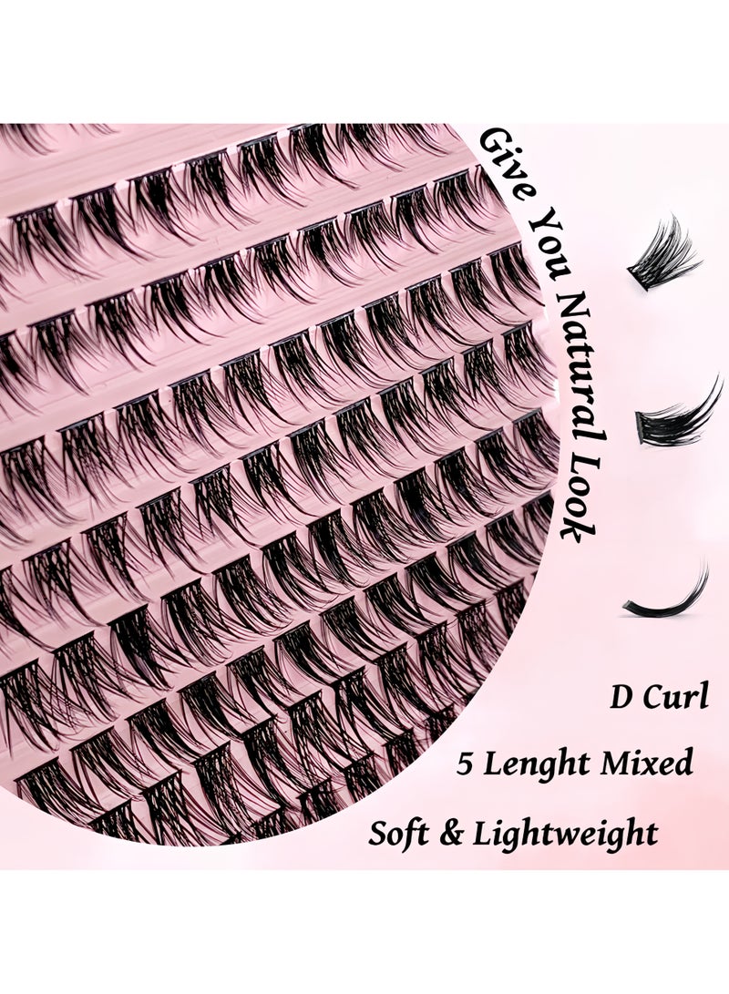 خاجول عبوة من 120 رموش صناعية منفوشة، وصلات رموش اصطناعية لمظهر طبيعي، قابلة لإعادة الاستخدام مع لاصق لاصق (أسود) - Image 4