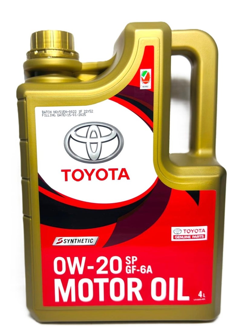TOYOTA 0W-20 Genuine Fully Synthetic Engine Oil 4Ltr - Image 1