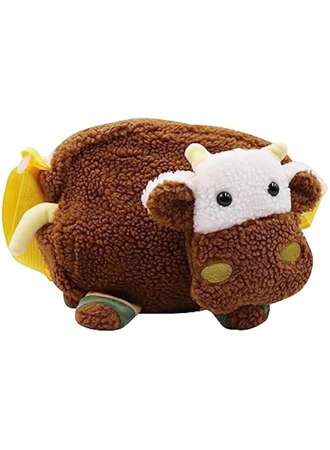 Cute Women Lady Plush Wallet Coin Purse Fuzzy Satchel Anime Shoulder Crossbody Bag Fluffy Tote Bag,Coffee Sheep - Image 1
