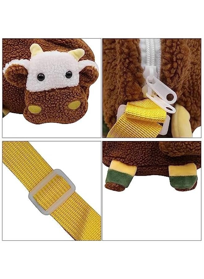 Cute Women Lady Plush Wallet Coin Purse Fuzzy Satchel Anime Shoulder Crossbody Bag Fluffy Tote Bag,Coffee Sheep - Image 5
