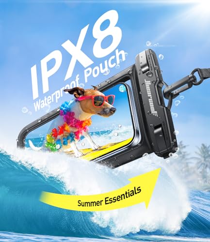 Hiearcool Waterproof Phone Pouch, Universal Case Compatible for iPhone 17 16 15 14 13 Pro Max Plus Up to 8.3", IPX8 Beach Travel Essentials-Black-2 Pack - Image 2