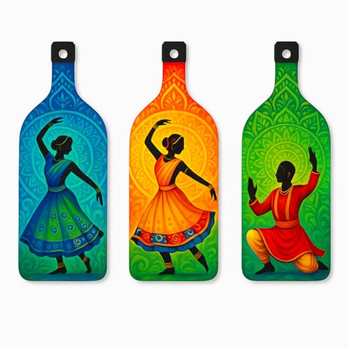 GENXTRA Rhythm in Colors – Kathak Dance Wall Art Set Bottle Shape Wooden Wall Hanging for Home Decor | Decoration Items for Home | Art Item for Office | Decorative Mdf Wall Hanging (BH3-03) - Image 1