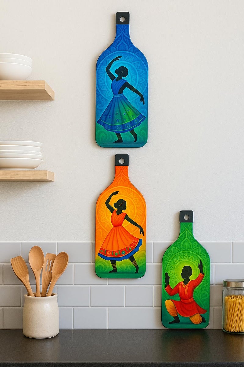 GENXTRA Rhythm in Colors – Kathak Dance Wall Art Set Bottle Shape Wooden Wall Hanging for Home Decor | Decoration Items for Home | Art Item for Office | Decorative Mdf Wall Hanging (BH3-03) - Image 4