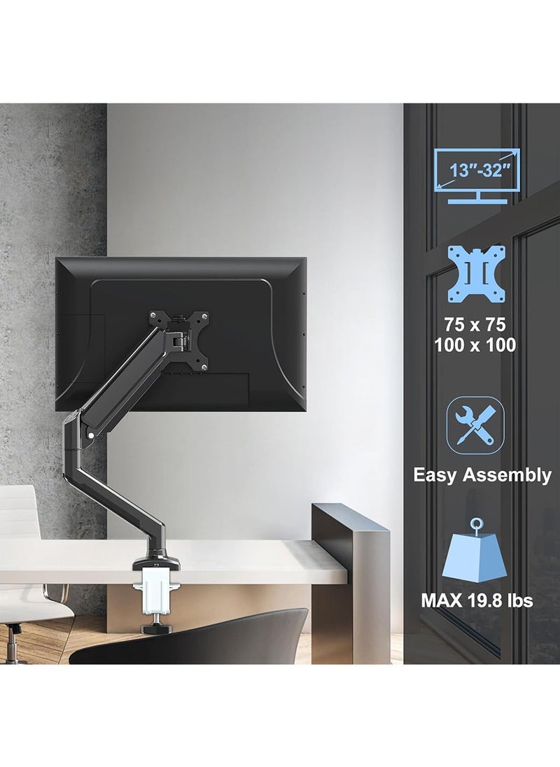 YOUGE - Single Monitor Mount Gas Spring Monitor Arm Desk Mount Fully Adjustable Fits 13-32 inch Monitors Weight Capacity up to 9kg - Image 1