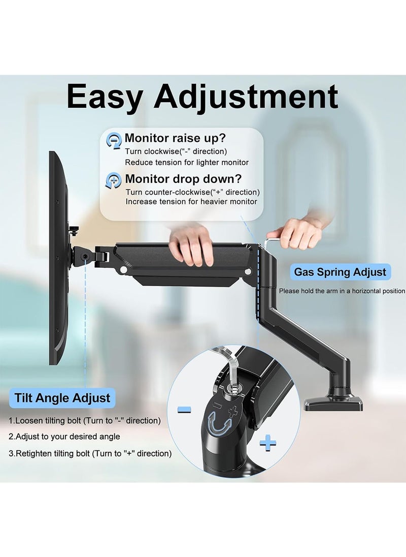 YOUGE - Single Monitor Mount Gas Spring Monitor Arm Desk Mount Fully Adjustable Fits 13-32 inch Monitors Weight Capacity up to 9kg - Image 1