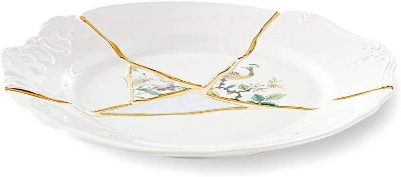 SELETTI طبق عشاء سيلتي كينتسوجي من البورسلين وذهب 24 قيراط موديل 2 - Image 3