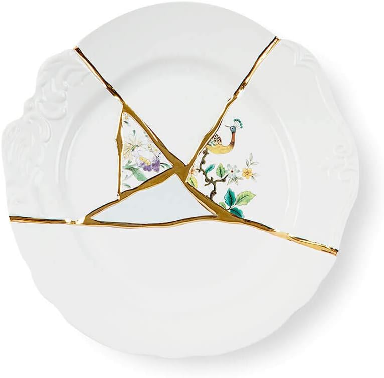 SELETTI طبق عشاء سيلتي كينتسوجي من البورسلين وذهب 24 قيراط موديل 2 - Image 2