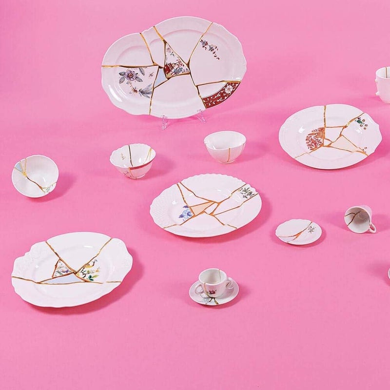 SELETTI طبق عشاء سيلتي كينتسوجي من البورسلين وذهب 24 قيراط موديل 2 - Image 4