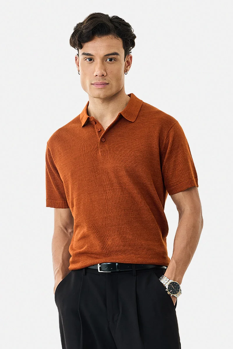 SNITCH Linen Blend Luxe Polo T-Shirt