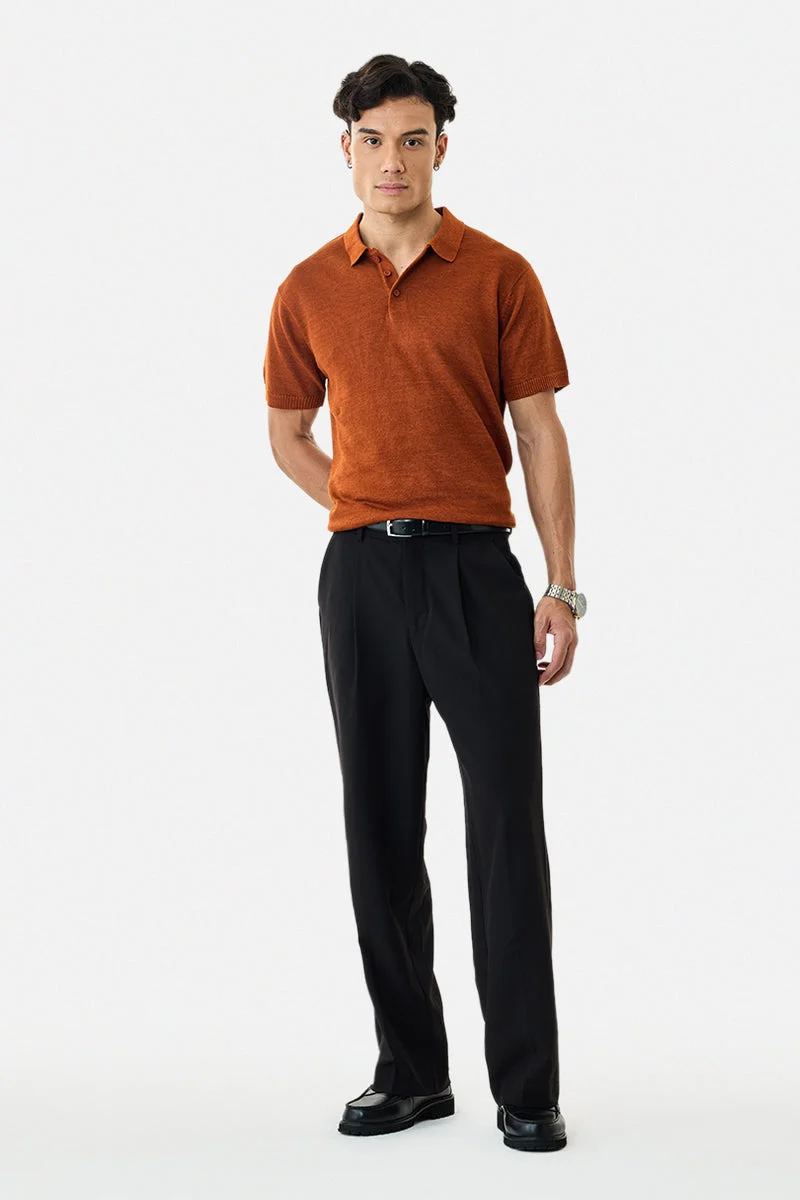 SNITCH Linen Blend Luxe Polo T-Shirt