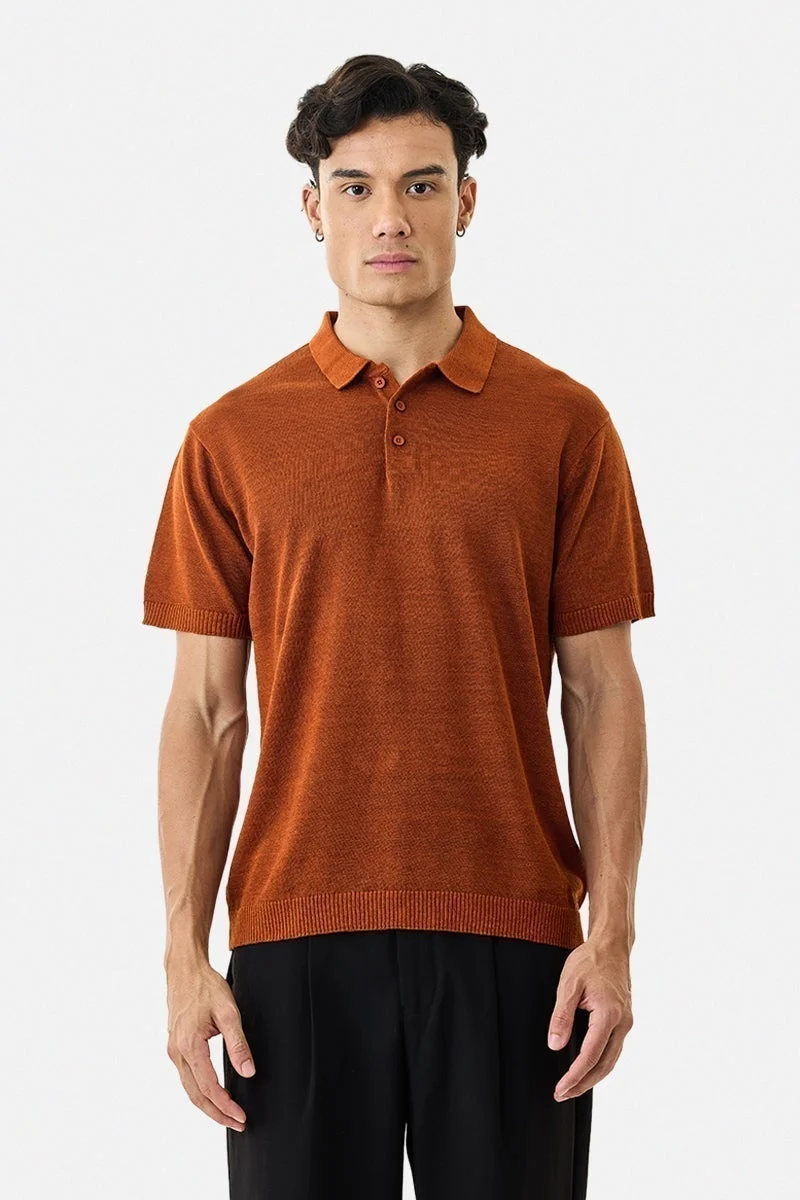 سنيتش تيشيرت بولو فاخر من مزيج الكتان