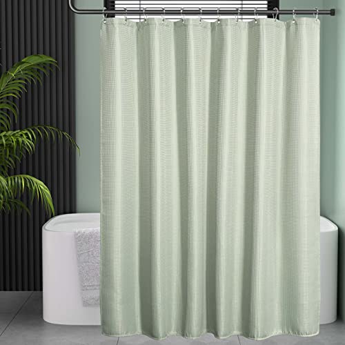 AmazerBath Sage Green Shower Curtain Fabric, Waffle Shower Curtain Cloth, Heavy Duty 240GSM, Hotel Quality Bathroom Shower Curtains, 72 x 72 Inches - Image 4