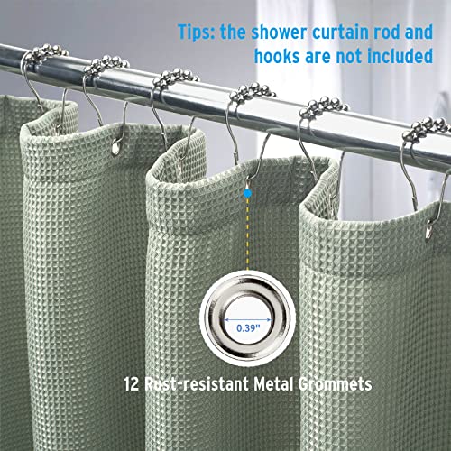 AmazerBath Sage Green Shower Curtain Fabric, Waffle Shower Curtain Cloth, Heavy Duty 240GSM, Hotel Quality Bathroom Shower Curtains, 72 x 72 Inches - Image 5