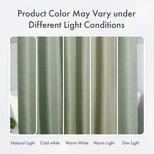 AmazerBath Sage Green Shower Curtain Fabric, Waffle Shower Curtain Cloth, Heavy Duty 240GSM, Hotel Quality Bathroom Shower Curtains, 72 x 72 Inches - Image 2