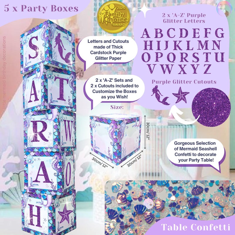 RainMeadow 248 Pieces Little Mermaid Birthday Decorations Kit, All-in-1 Girl's Party Decor Package With Mermaid Tail Balloon Garland, Foil Curtains, Fabric Backdrop, Princess Crown - Purple, Teal - Image 4