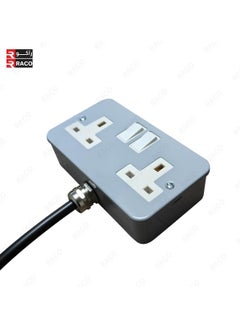 RACO RACO Heavy Duty Extension Cable – 2 Gang Metal Clad 13A UK Switch Socket with 3C x 2.5mm Flexible Cable & Plug, Ideal for Outdoor Use  - Image 2
