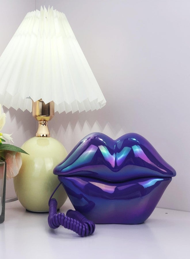 TelPal Corded Landline Phones for Home, Funny Novelty Lip Phone Gift, Wired Mouth Telephone Cartoon Shaped Real Landline Home Office Telephones Furniture Decor (Purple) - Image 3
