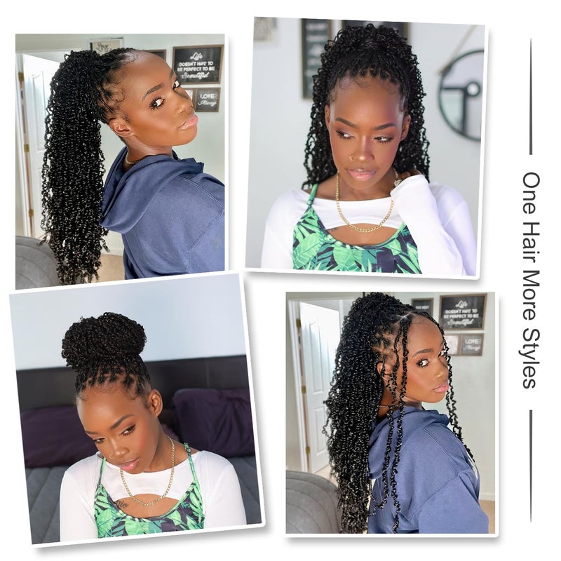 SOKU Boho Passion Twist Crochet Hair 20" - 8 Packs Black Pre Twisted Mini Yanky Twist Curly Senegalese Dreadlocks Extensions Pre-looped Soft Locs Braids for Women Synthetic - Image 3