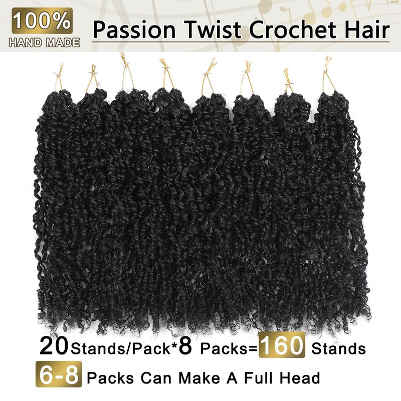SOKU Boho Passion Twist Crochet Hair 20" - 8 Packs Black Pre Twisted Mini Yanky Twist Curly Senegalese Dreadlocks Extensions Pre-looped Soft Locs Braids for Women Synthetic - Image 5