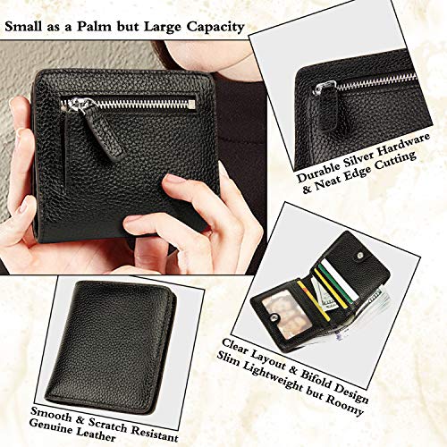 AINIMOER Small Leather Wallet for Women, Ladies Credit Card Holder RFID Blocking Women's Mini Bifold Pocket Purse, Black - Image 3