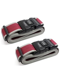 Rubik 78 Inch Heavy Duty Luggage Strap with Password Adjustable Travel Packing Belt for Bag Baggage Suitcase Safety (2 Pack Red/Grey) 