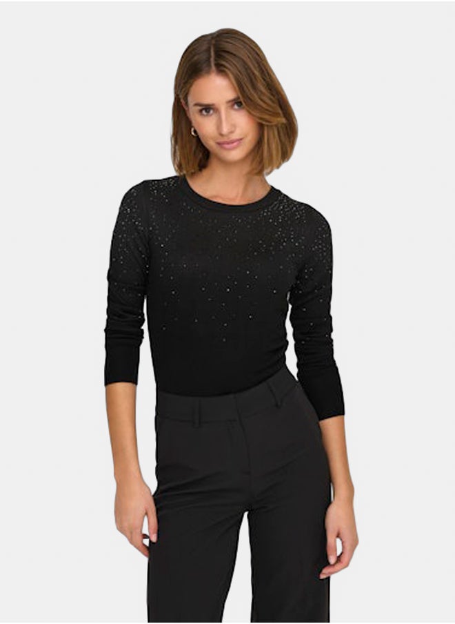 ONLY Onlsolita Ls Stone Detail O-Neck Ex Knt  - Image 2